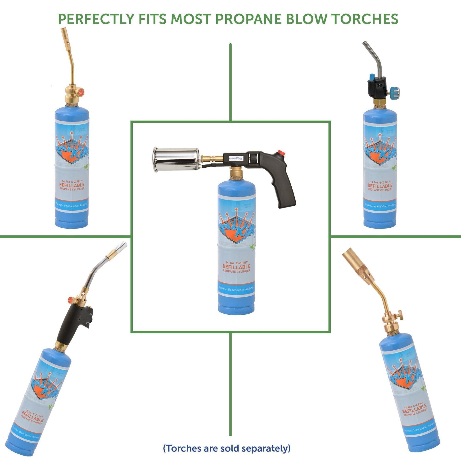 Flame King 2 Pack Eco Friendly Sustainable 1lb Refillable Propane Tank Welding LP Cylinder 14.1 Flame King Products