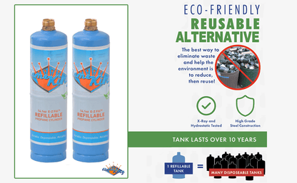 Flame King 2 Pack Eco Friendly Sustainable 1lb Refillable Propane Tank Welding LP Cylinder 14.1 Flame King Products