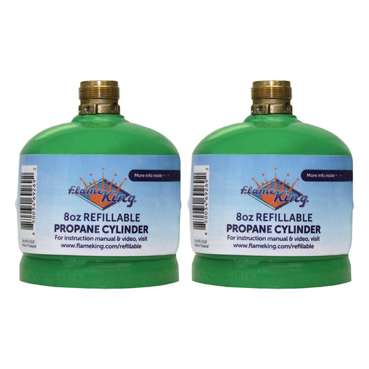 Flame King 2 Packs Eco Friendly Sustainable 8oz 1/2lb Refillable Propane Tank LP Cylinder Flame King Products