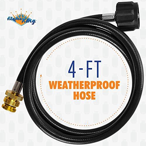 Flame King 4 Feet Propane Adapter Hose 1 lb to 20 lb Converter Replacement for QCC1 Flame King Products