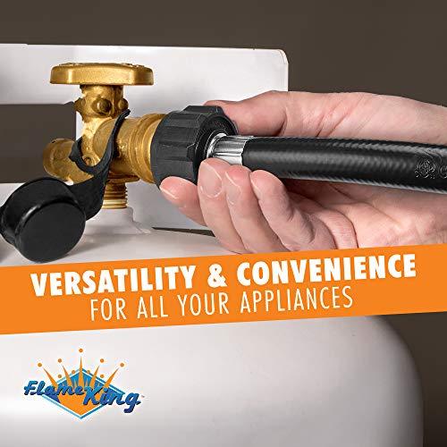 Flame King 4 Feet Propane Adapter Hose 1 lb to 20 lb Converter Replacement for QCC1 Flame King Products