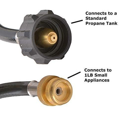 Flame King 4 Feet Propane Adapter Hose 1 lb to 20 lb Converter Replacement for QCC1 Flame King Products
