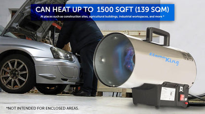 Flame King Forced Air Heater Portable Propane Tank Outdoor 60,000 BTU