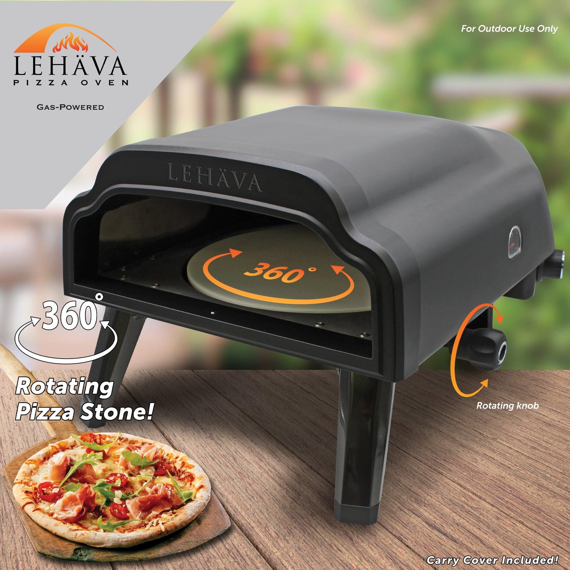 Flame King Outdoor Portable 14-inch Propane Pizza Oven Gas 360 Degree Rotating Stone Flame King Products