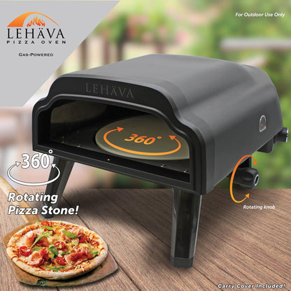 Flame King Outdoor Portable 14-inch Propane Pizza Oven Gas 360 Degree Rotating Stone Flame King Products