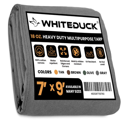 7' x 9' Canvas Tarp – 100% Cotton, 18 oz Heavy-Duty White Duck Outdoors