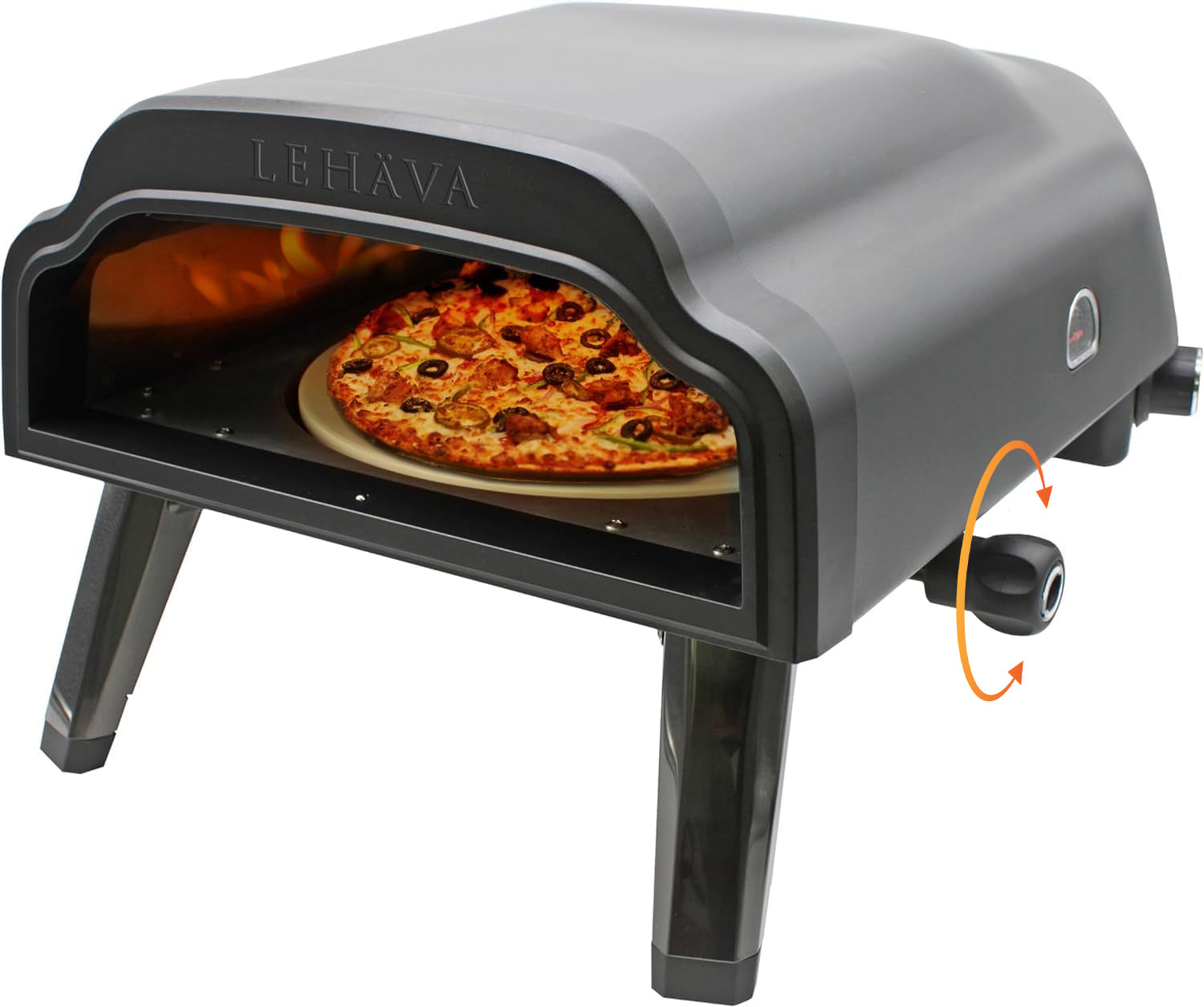 Flame King Outdoor Portable 14-inch Propane Pizza Oven Gas 360 Degree Rotating Stone Flame King Products